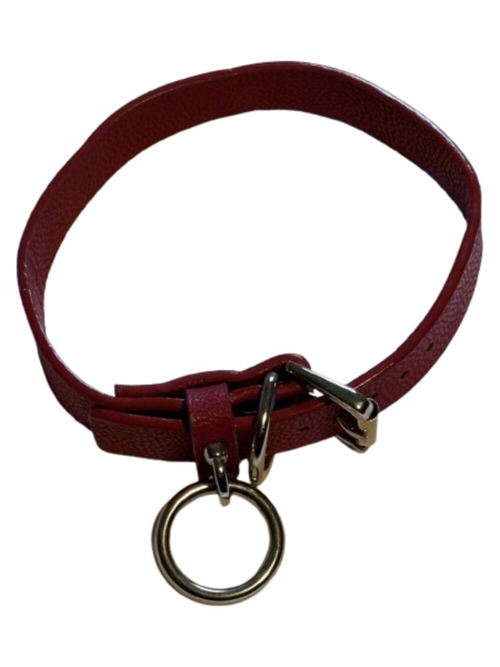 ❤️ Red Pebbled Faux Leather O-Ring Choker Necklace ❤️